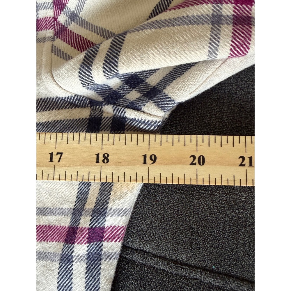 Patagonia Womens Organic Cotton Plaid Button Down Cream Navy Burgundy Size 8 - Picture 6 of 8